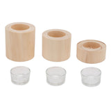 3Pcs Wooden Candle Cup Holders Low Medium High Simple Wooden Candlestick for Living Room Office Study Bedroom