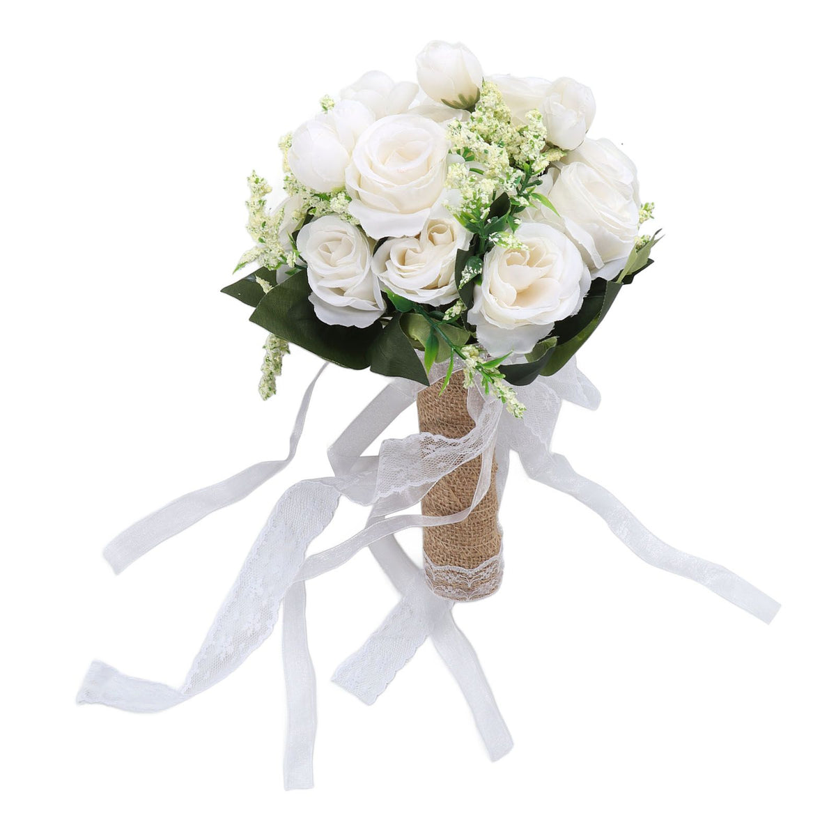 Holding Flowers Artificial Lifelike Modern Elegant Decorative Bridal Bouquet for Wedding Photography Milky White