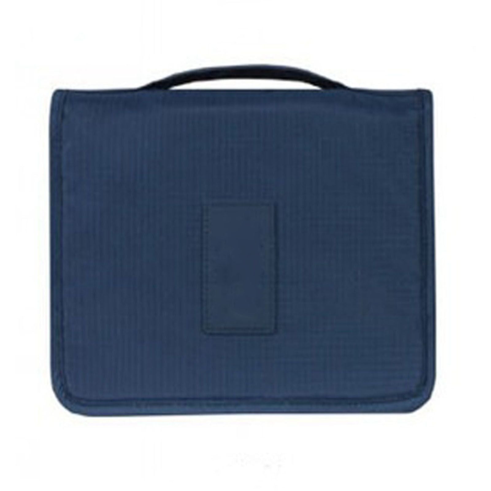 Hanging Toiletry Bag Cosmetic Bag Foldable Makeup Bag with Hook and Tote Navy Blue 24x18.5x9.5cm for Travel