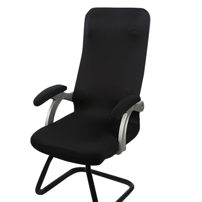 Black polyester fiber chair armrest covers with zipper.