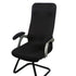 Black polyester fiber chair armrest covers with zipper.