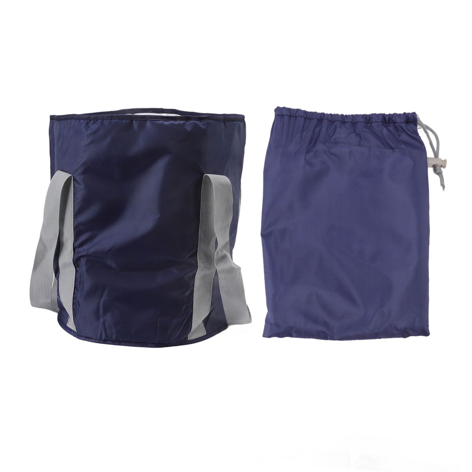 Foldable Foot Tub Polyester Double Layer Collapsible Camping Bucket with Storage Bag for Outdoor Navy Blue