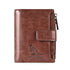 PU Leather Men Wallet Zipper No Degaussing Multi Screens Vertical Vintage Male Wallet for Travelling Working Brown