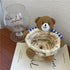 Cute Cartoon Bear Storage Basket Straw Storage Basket for Desktop Office Bedroom S
