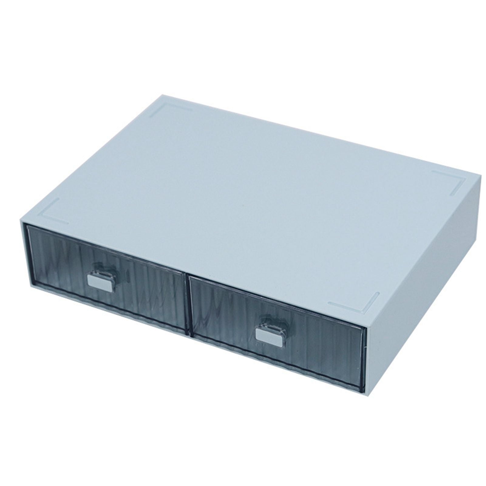 Desktop Drawer Organizer Waterproof Dustproof Plastic DIY Combination Multi Layer Stackable Drawer Storage Case Striped Blue 2 Drawers