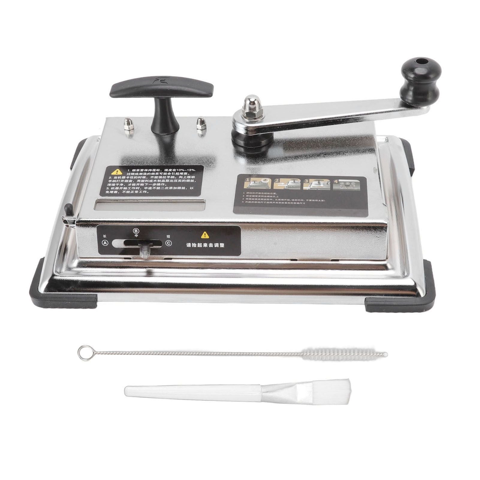 Cigarette Rolling Machine Double Track Thickened Cigarette Roller Manual Straight Push Tobacco Injector Silver 8mm/0.31in