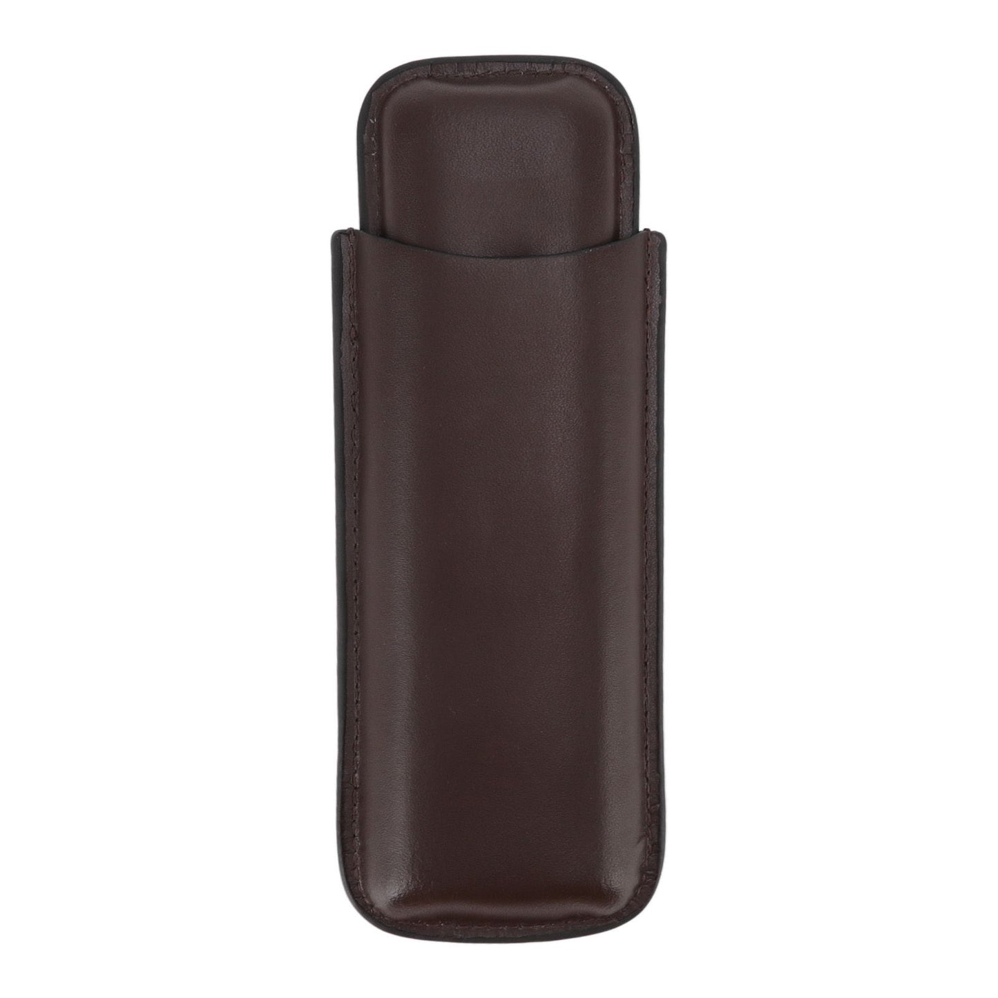 Leather Cigar Case Portable 2 Finger Cigar Holder for Travel Business Trip Boyfriend Gifts Deep Coffee