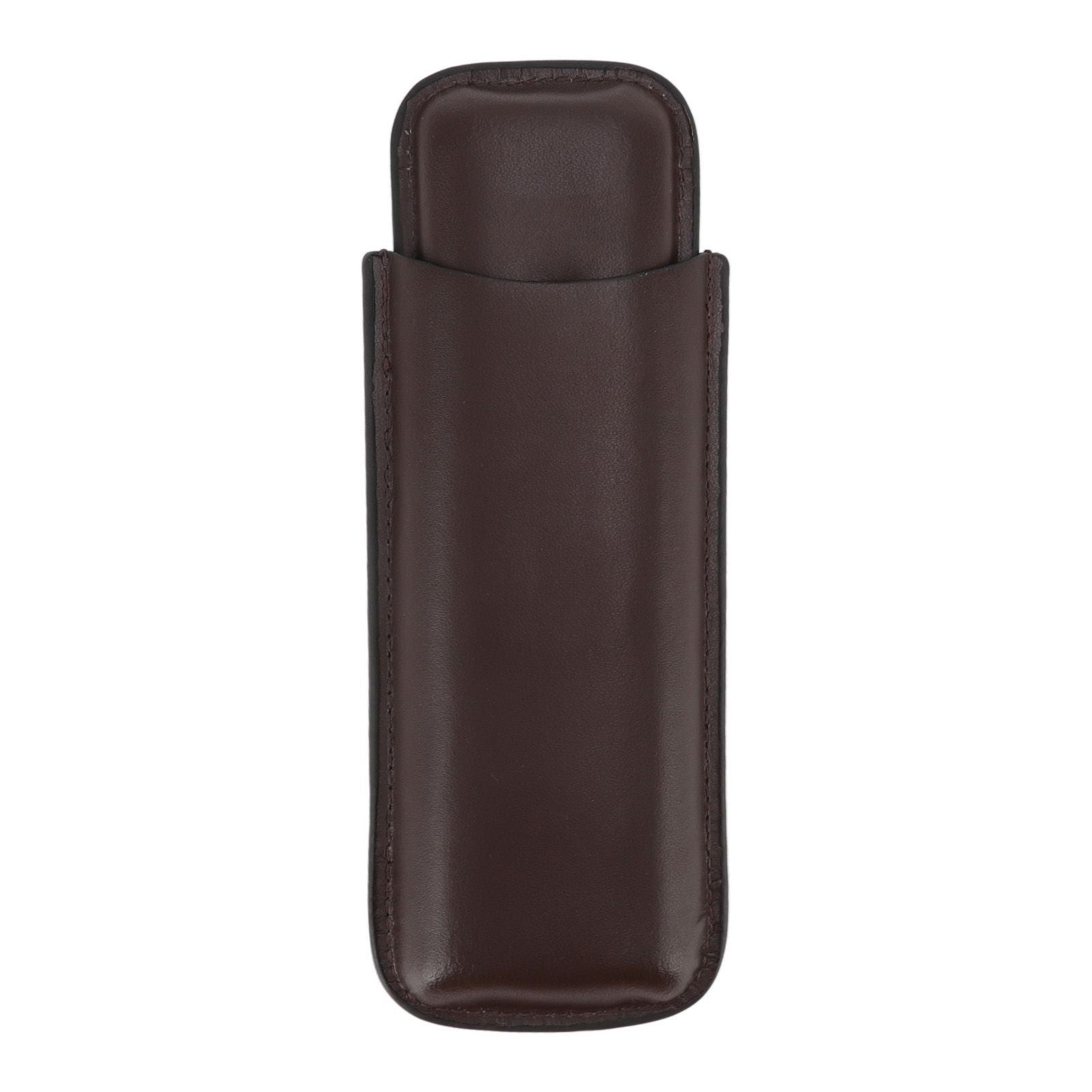 Leather Cigar Case Portable 2 Finger Cigar Holder for Travel Business Trip Boyfriend Gifts Deep Coffee
