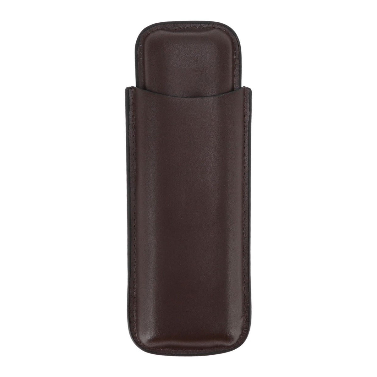 Leather Cigar Case Portable 2 Finger Cigar Holder for Travel Business Trip Boyfriend Gifts Deep Coffee