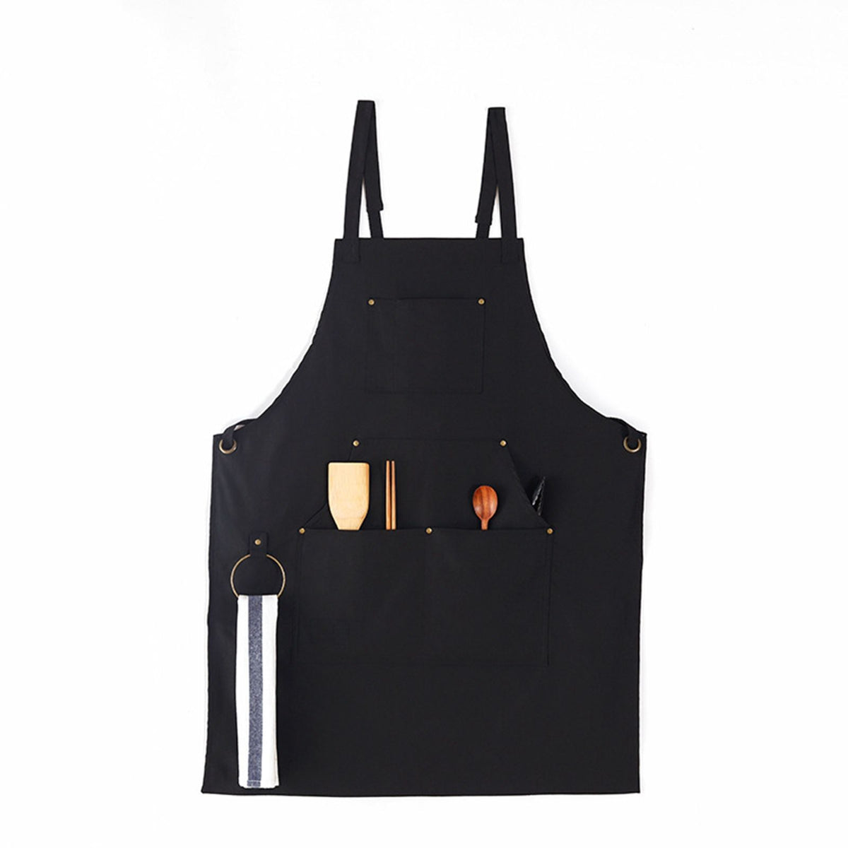 Barbecue Apron Adjustable Waterproof Work Tool Apron with Multiple Pockets Kitchen Apron