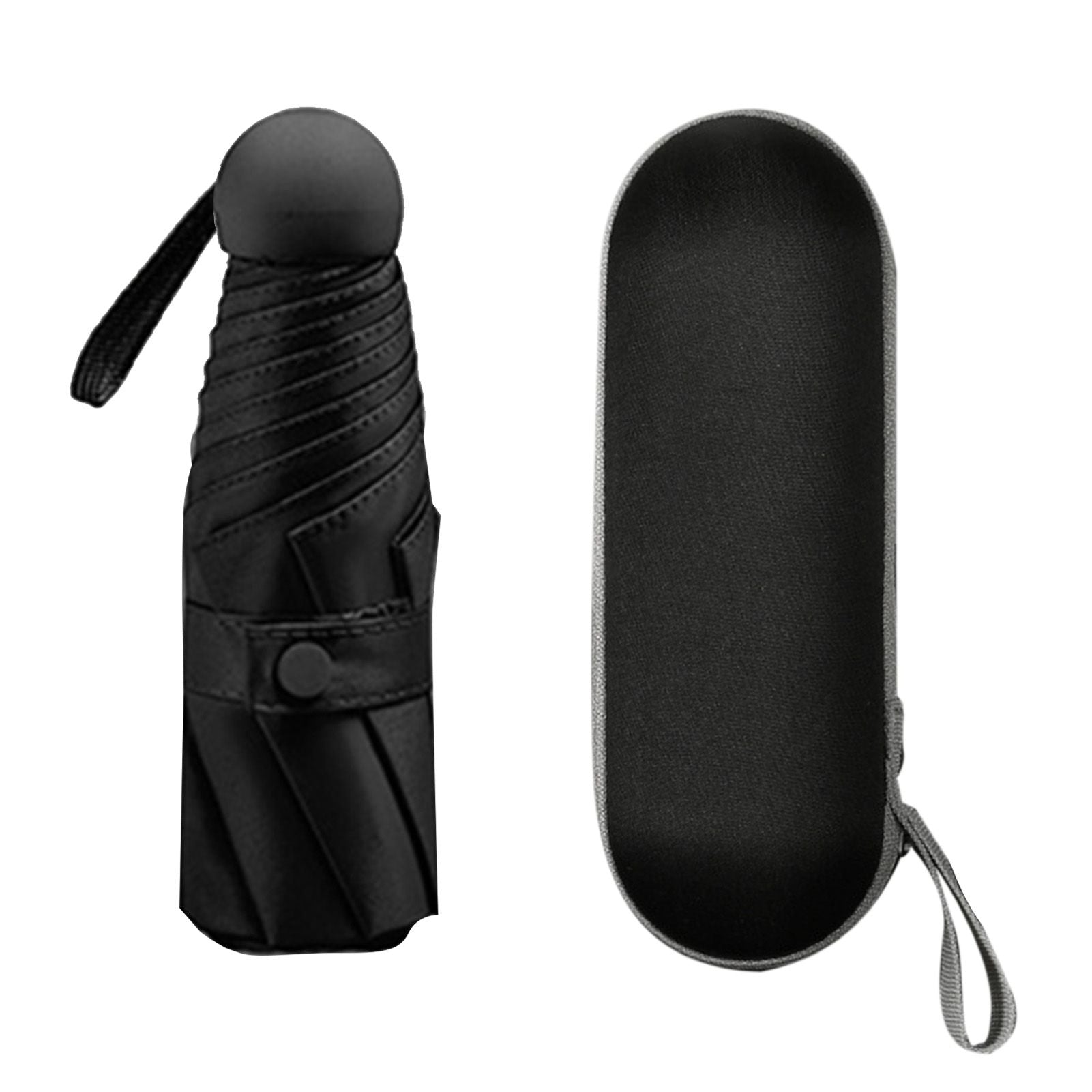Capsule Umbrella Mini Pocket UV Resistant 2 Use 5 Section 8 Edged Outdoor Accessories Black