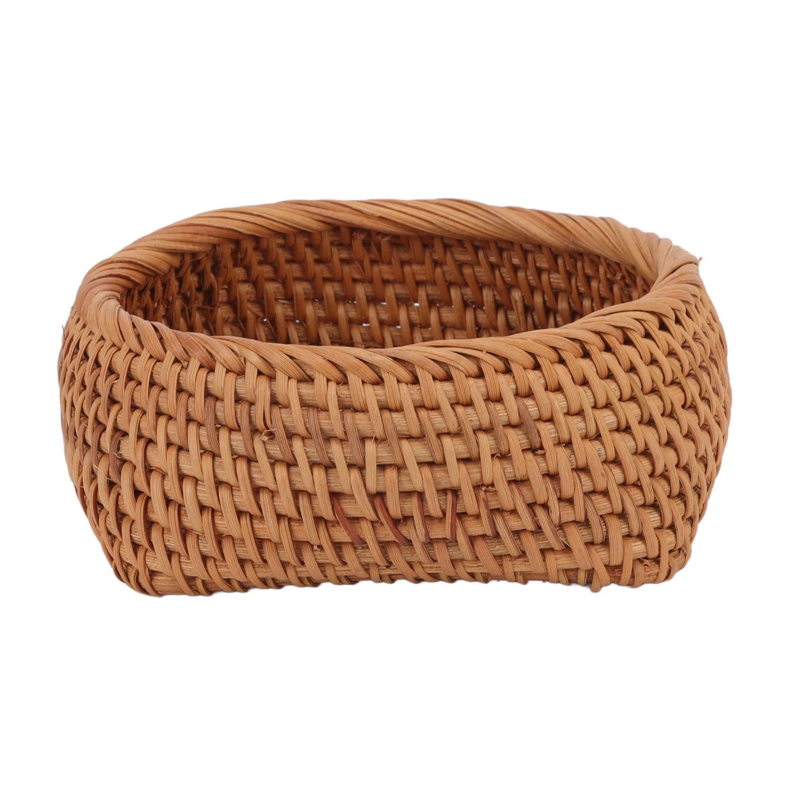 Rattan Storage Basket Hand Woven Simple Exquisite Rattan Organizer Storage Basket for Tea Sets Tableware S