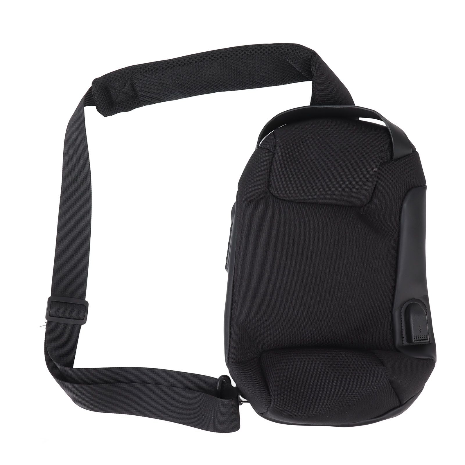 Shoulder Backpack Breathable Large Capacity Lockable Zipper Oxford Cloth Portable Sling Bag for Women Men Black
