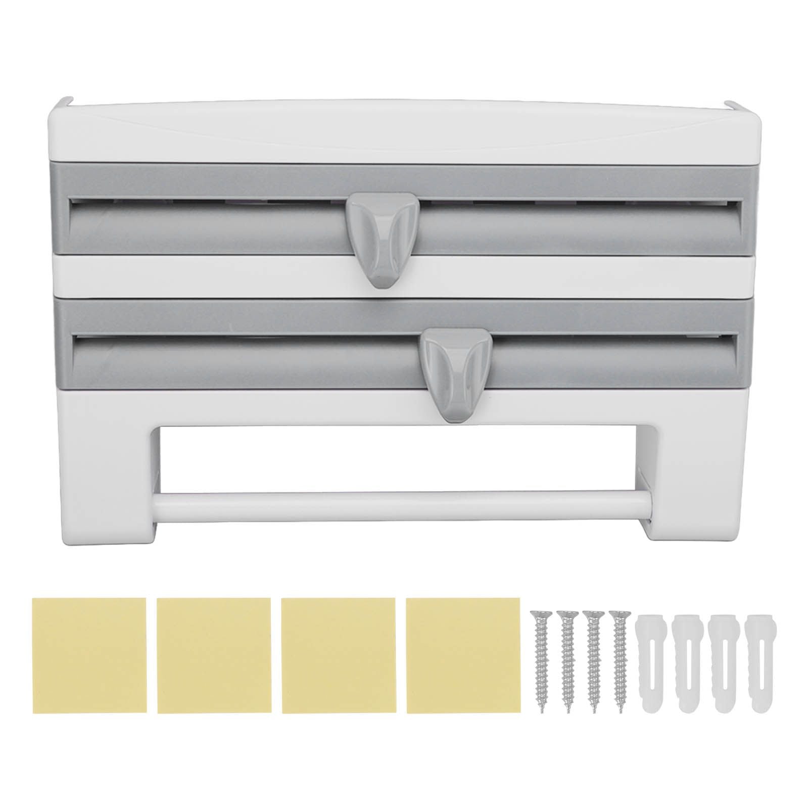 Cling Film Holder Wall Mount Multifunctional Cling Film Cutter with Screws for Kitchen Grey Blue
