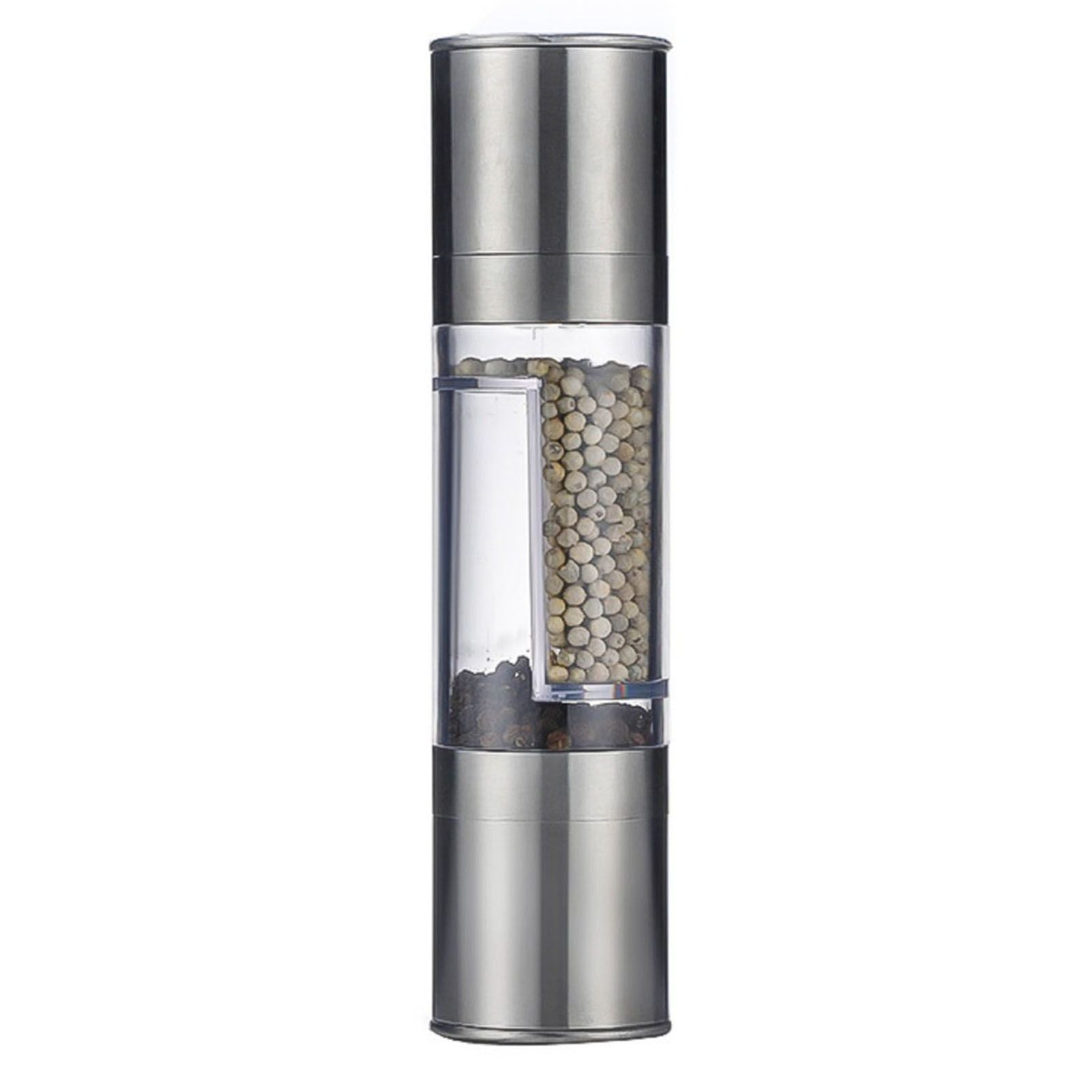 Salt and Pepper Grinder Stainless Steel Dual Head Adjustable Grind Size Manual Spice Grinder for Home Kitchen Grinder