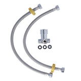 G1/2 Thread Thermostatic Mixer Valve Stainless Steel Hot Cold Water Mixing Tempered Valve with Dual Hoses for Pedal Control Tap
