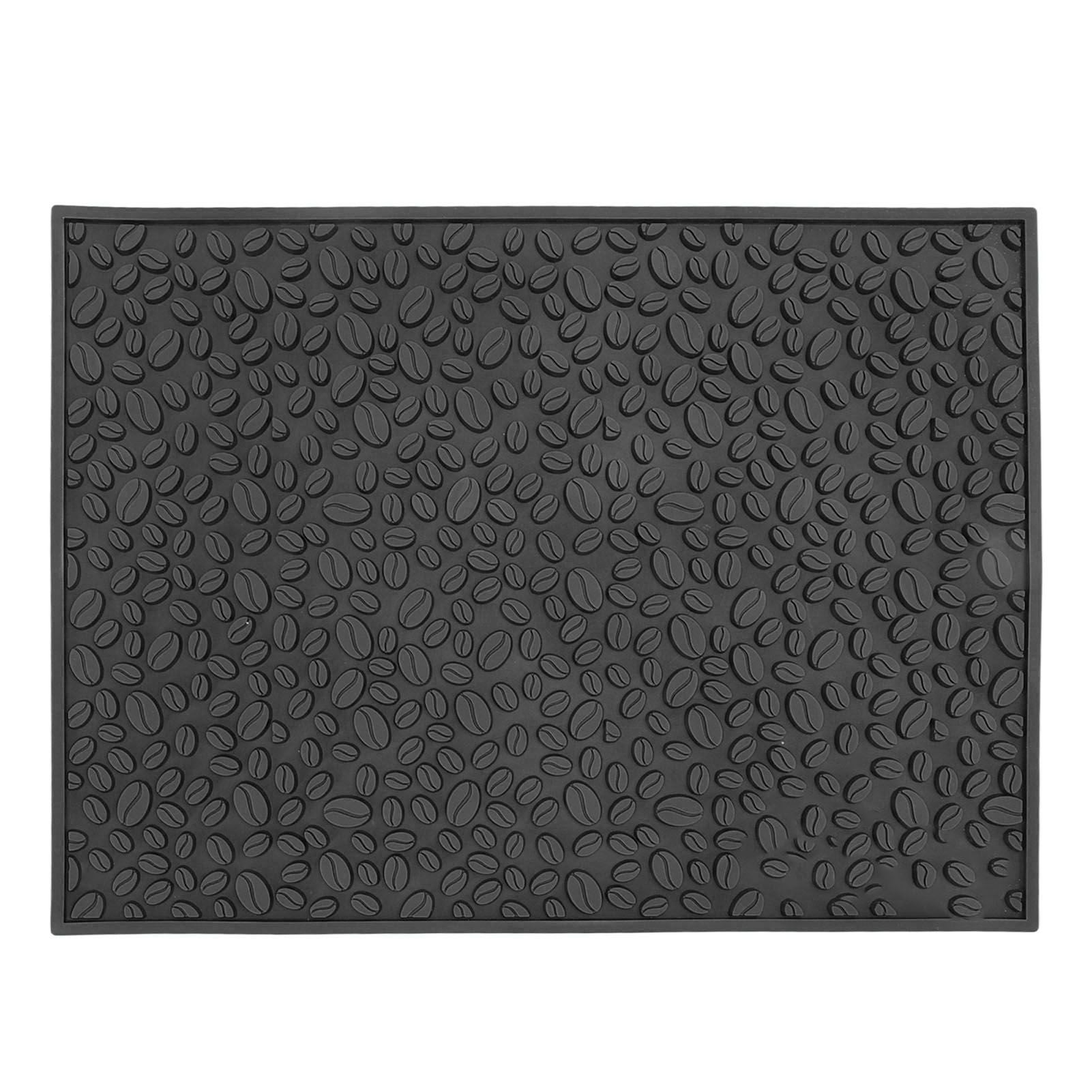 Non Slip Cup Mat Coffee Bean Design Desktop Bar Counter PVC Pad for Water Draining Filtering Black