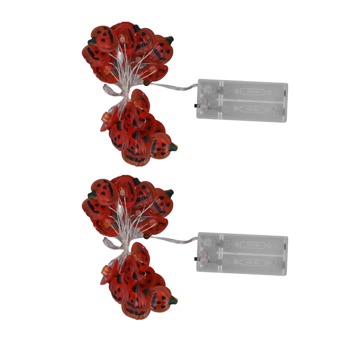 2sets Pumpkin Lights String 2 Meters 20 Lights Waterproof Portable Plastic Plug Free Halloween Lights for Decoration