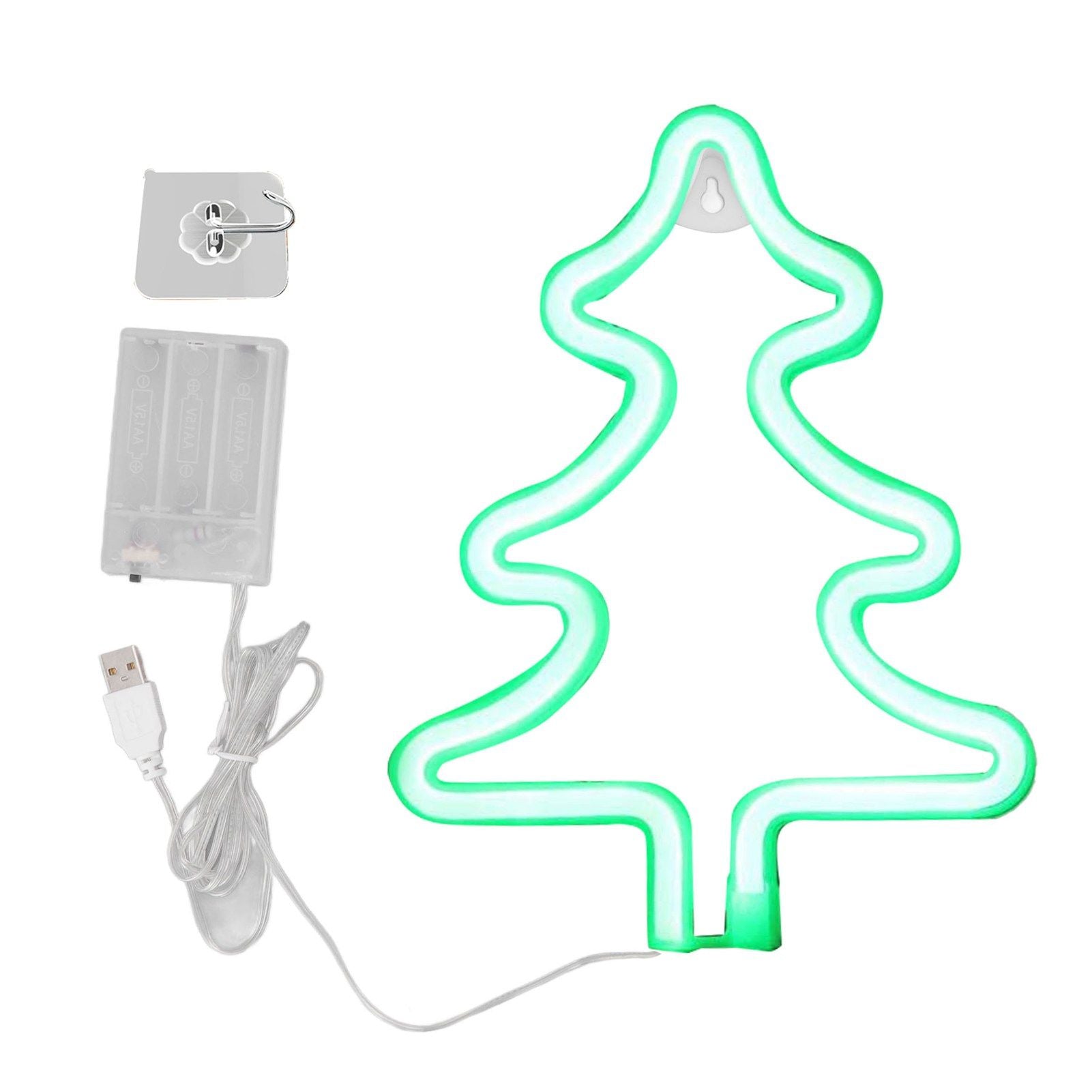 Christmas Neon Sign Christmas Tree Shape Neon Light USB Decorative Night Light for Desk Wall Display
