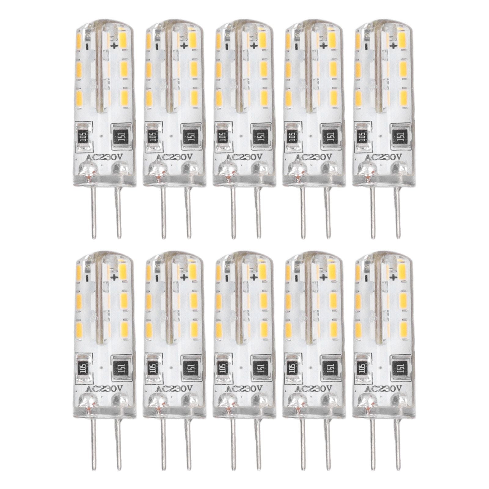 10 Pcs G4 LED Bulbs Bi Pin Base Silicone Warm White 3000K 1.5W AC220V 110LM Landscape Bulbs Replacement