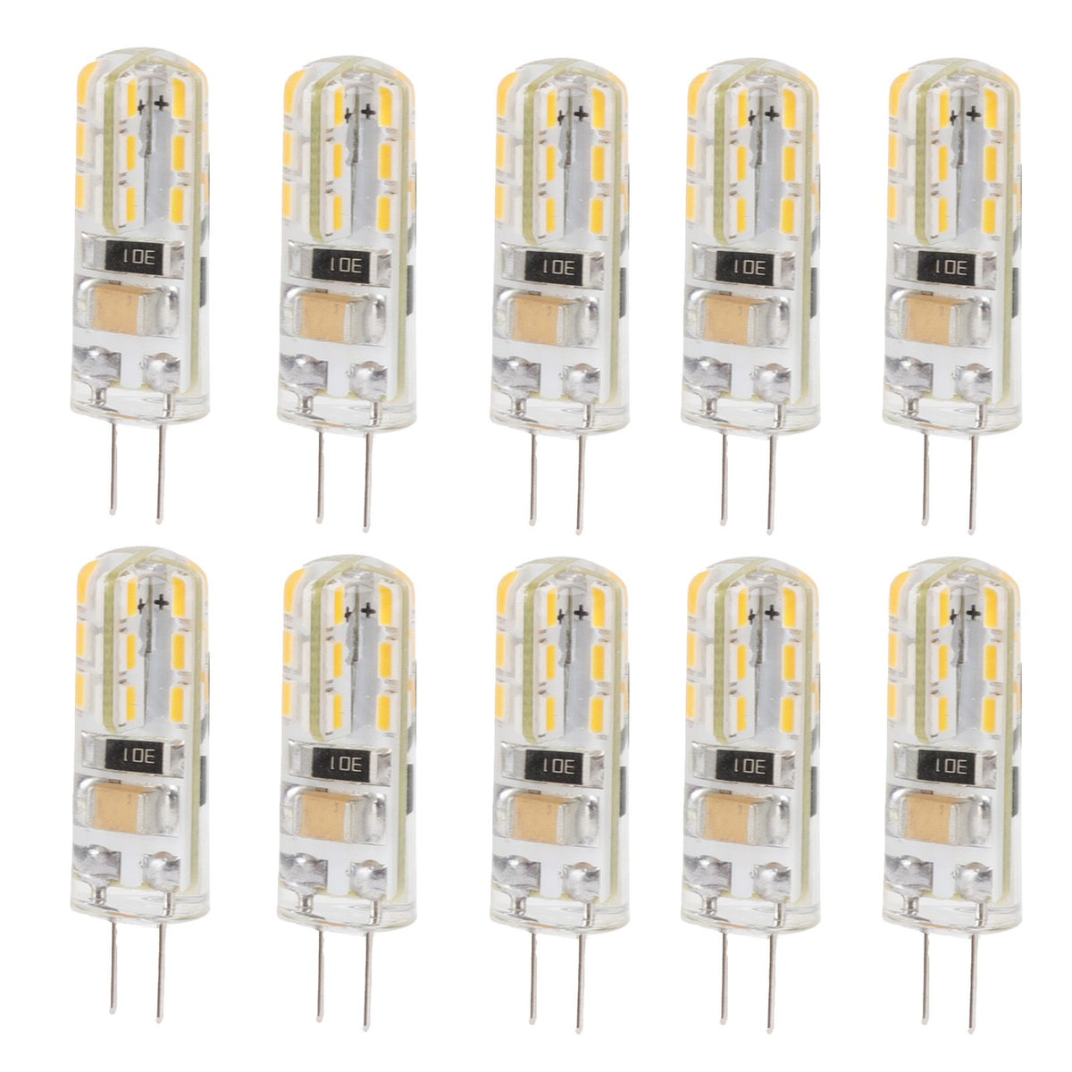10pcs G4 LED Bulb Double Feet Base 1.5W AC110V 110LM Silicone Light Bulb for Landscape Lighting Courtyard Warm White 3000K