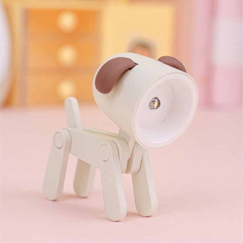 Mini Cute Pet Night Light Kawaii LED Desk Lamp Ins Mini Cute Little Phone Stand Decorative Furnishing Articles Beige Dog