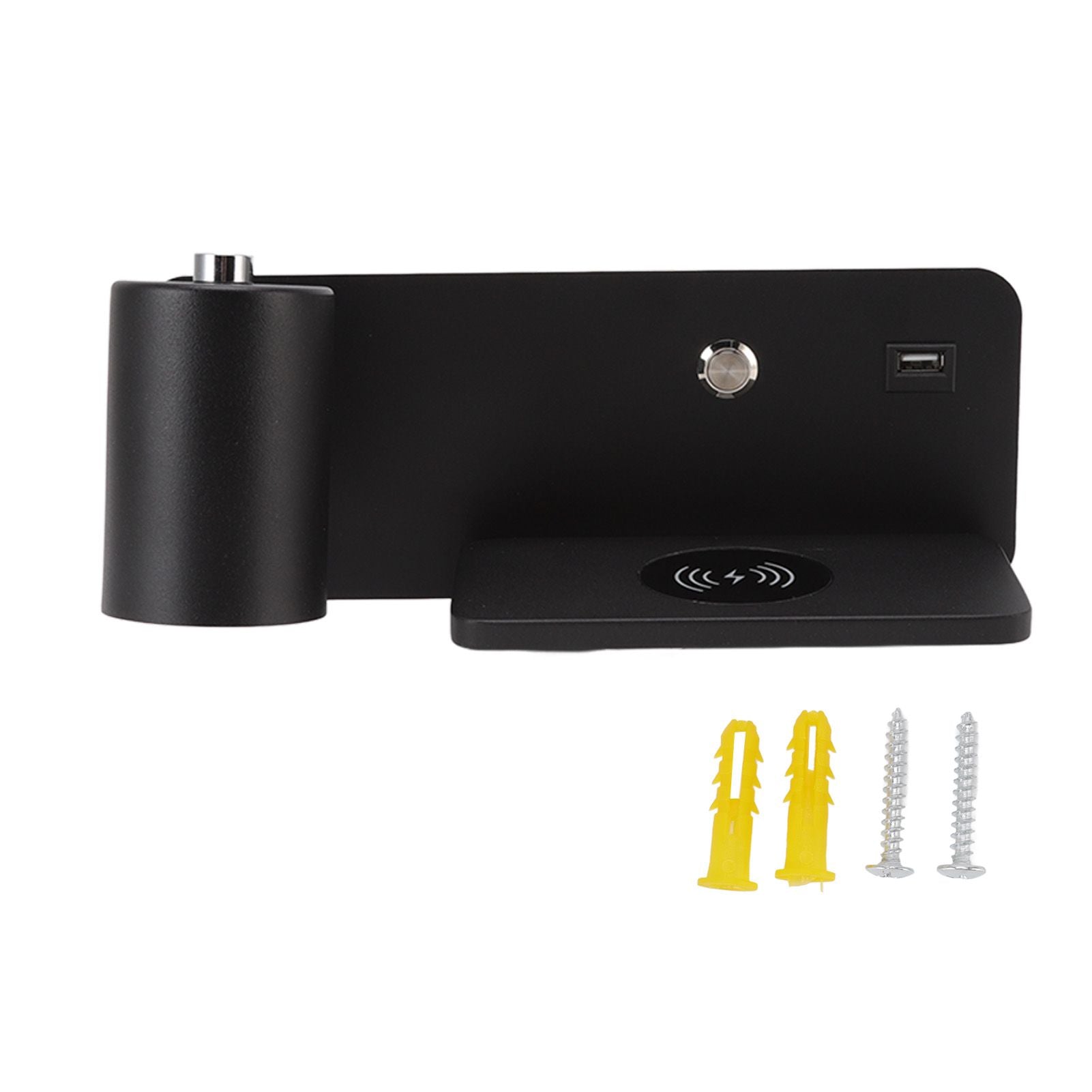 LED Wall Light USB Interface Wireless Charging LED Wall Lamp for Living Room Bedroom 85‑265V Black Left