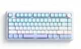 Solakaka A75 3-Mode RGB Mechanical Keyboard, Hot-Swappable Greywood V3 Switch,Blue‑Purple
