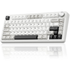 Solakaka A75 3-Mode RGB Mechanical Keyboard, Hot-Swappable Greywood V3 Switch,White-Gray