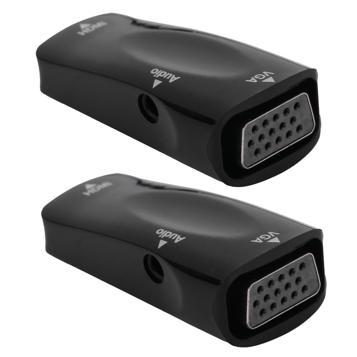 2pcs 1080P Video Adapter HDMI Female to VGA Female with 3.5mm Audio Output