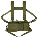 Tactical Chest Vest Rig Bag Field Training Vest Multifunctional Camouflage Strap with Multi-Pocket Outdoor Camping CS Match Pack - Army Green