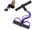 6 Tube Resistance Band Ankle Puller Foot Pedal Fitness Exercise Rope - Purple