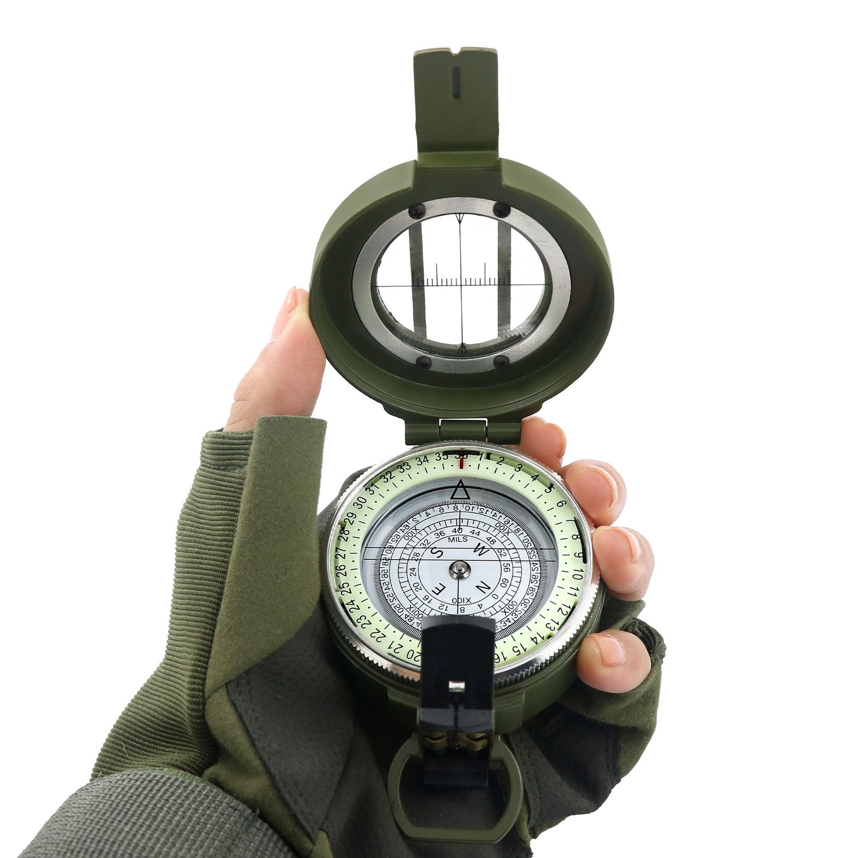 Pocket Compasses with Luminous Function for Camping, Hiking, Mountaineering - Army green