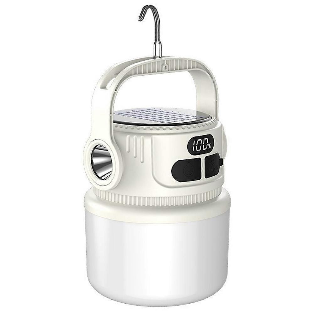 LED Solar Bulb Light Rechargeable Portable Lanterns Waterproof Outdoor Night Market Camping Tent Outage Emergency Lamp White