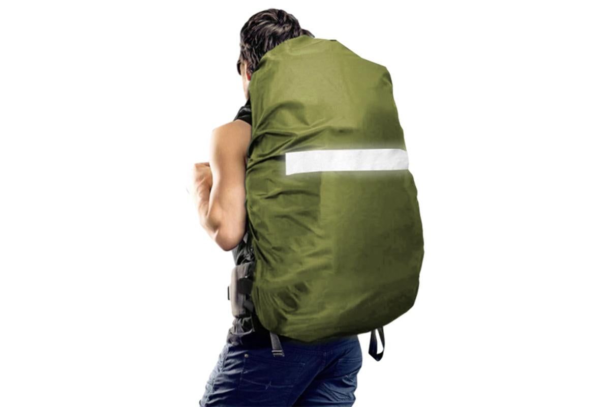 High-Visibility Backpack Rain Cover with Reflective Strip Water-Resistant Outdoor Night Travel Bag Cover -Army Green / M