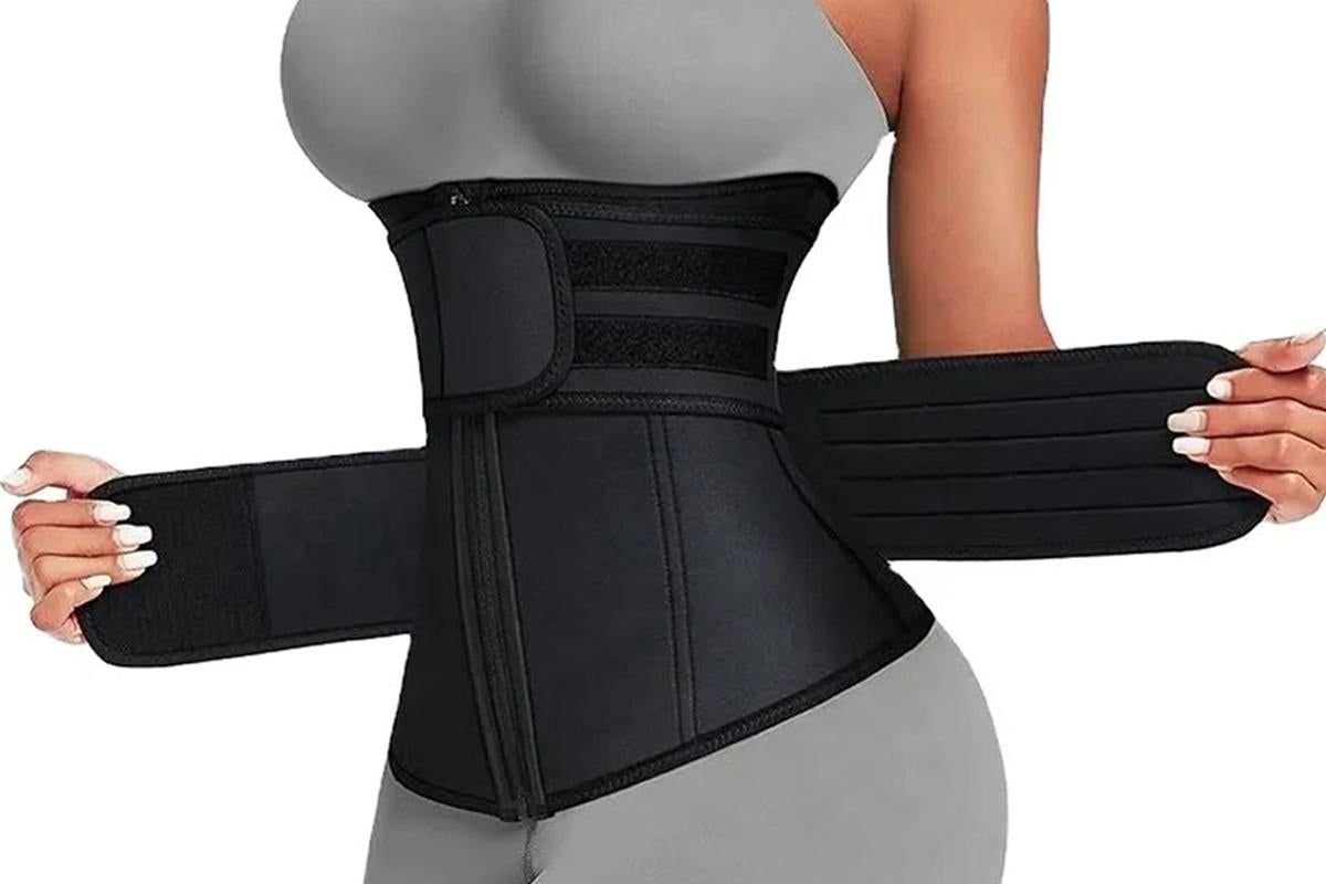 Sweat Waist Trainer for Women Sauna Sweat Belt Slim Body Shaper Corset - Black & M