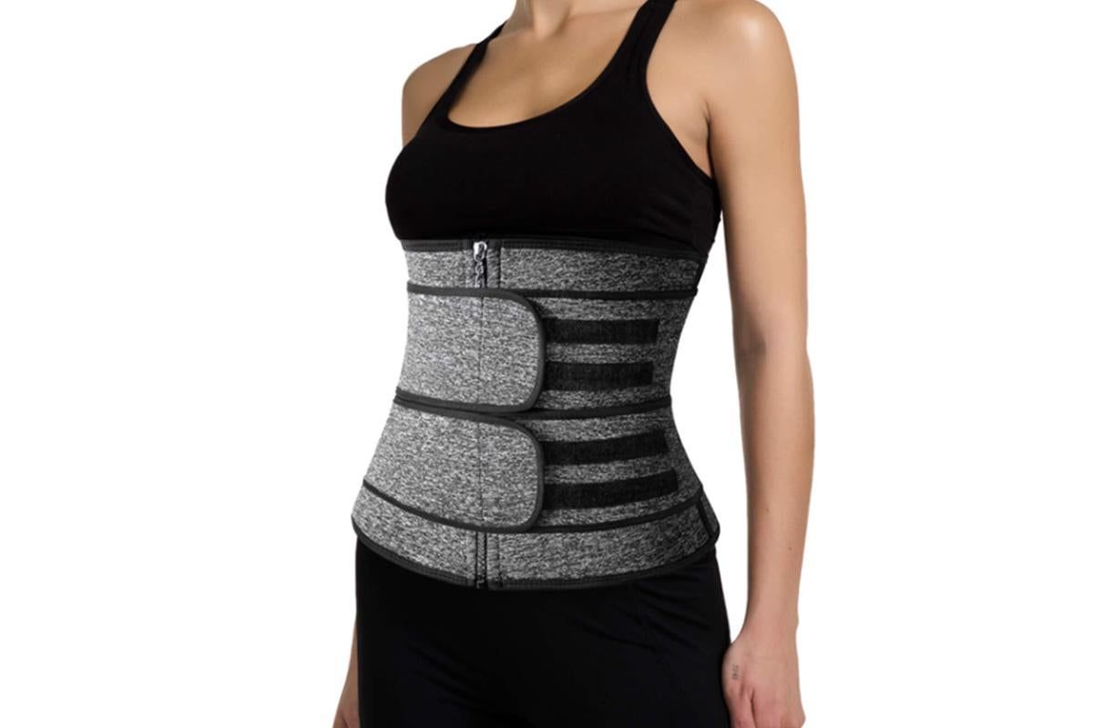 Sweat Waist Trainer for Women Sauna Sweat Belt Slim Body Shaper Corset - Grey & L