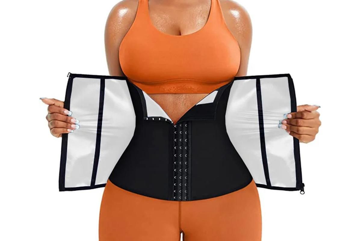 Women's Workout Waist Trainer - 3-Row Hook & Zip Slimming Belt for Yoga & Fitness - Silver & 3XL