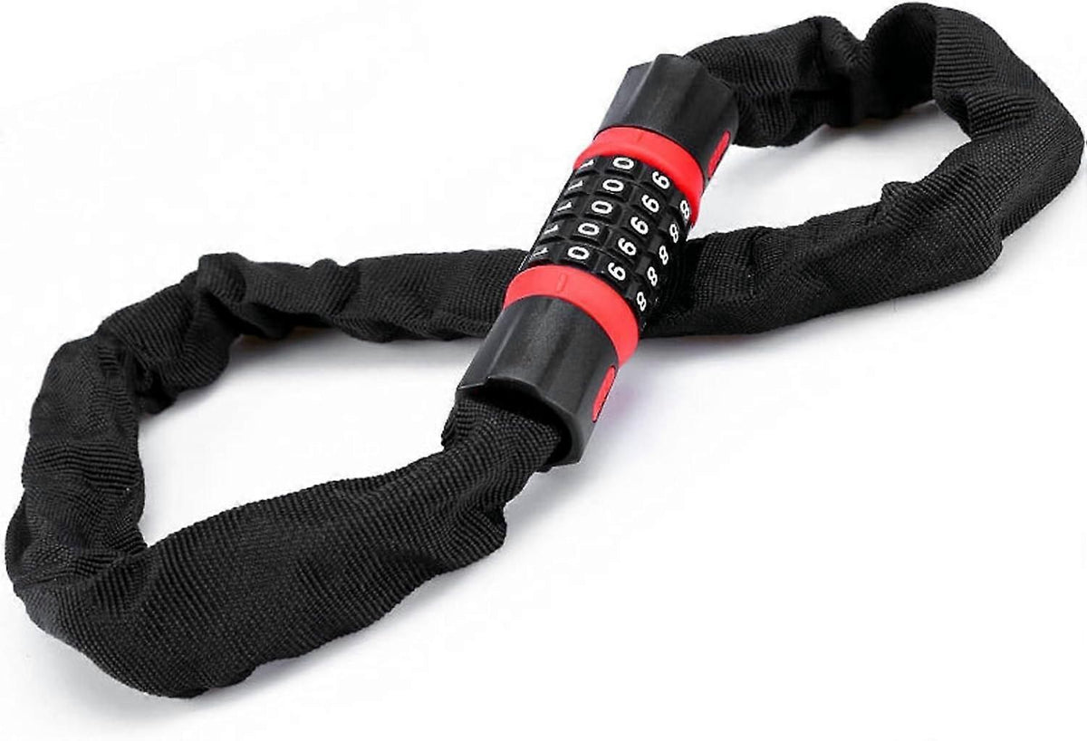 Bike Chain Lock, 5 Digit Combination High Security Bicycle Lock Resettable Heavy Duty Cycling Chain Locks for Bicycle - 1.2m