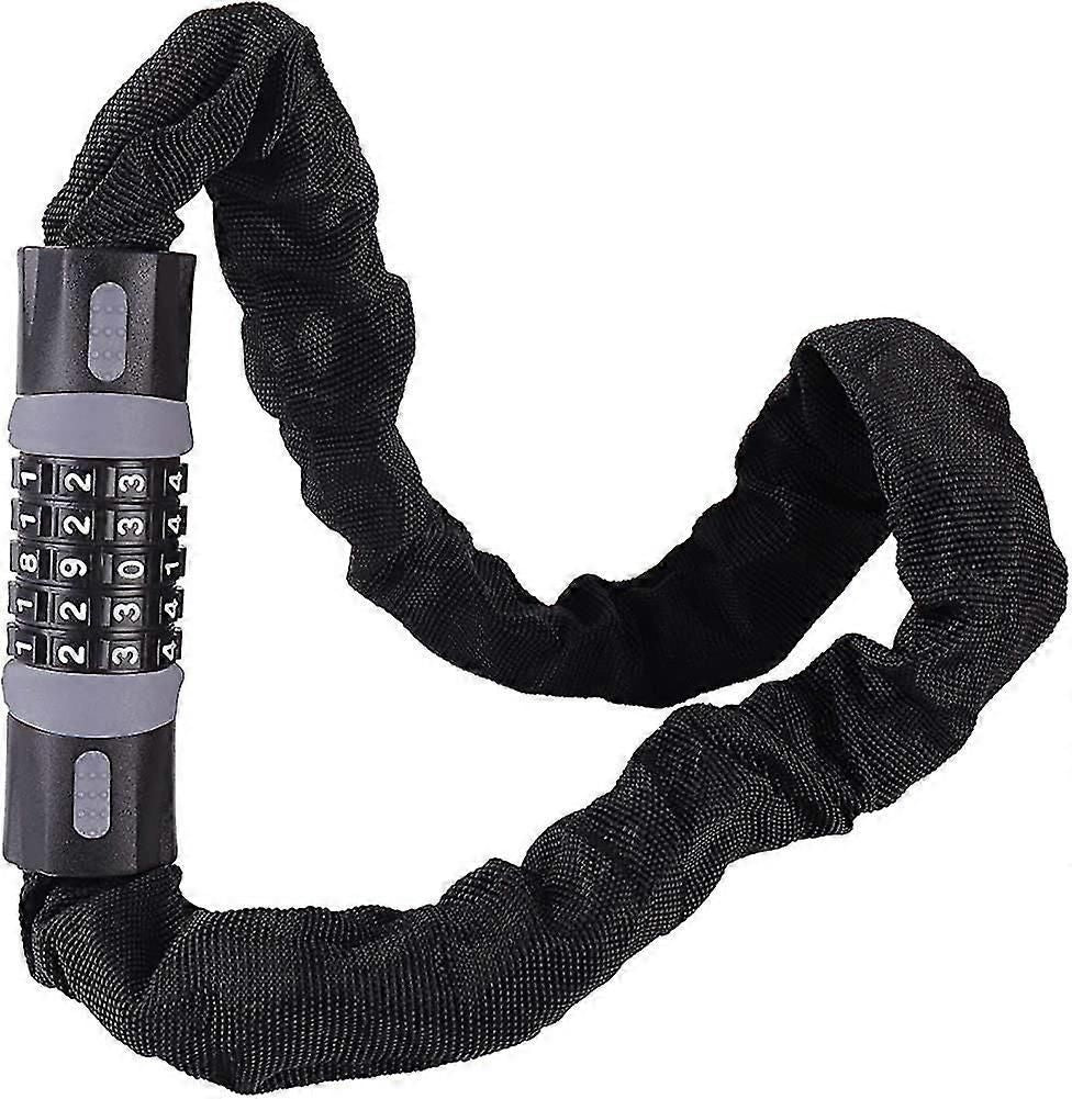 Bike Chain Lock, 5 Digit Combination High Security Bicycle Lock Resettable Heavy Duty Cycling Chain Locks for Bicycle - 0.9m