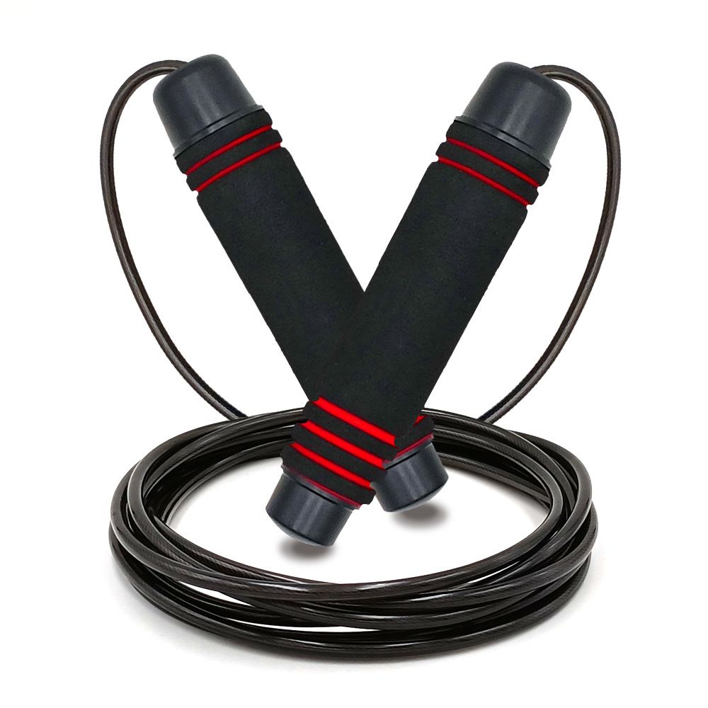 Adjustable Speed Jump Rope with Soft Memory Foam Handles, Tangle-Free Skipping Rope for Fitness, Cardio Workout & Exercise - Red