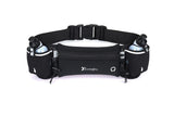 Hydration Running Belt with 2 Water Bottles and Phone Pouch for Marathon Hiking - Black