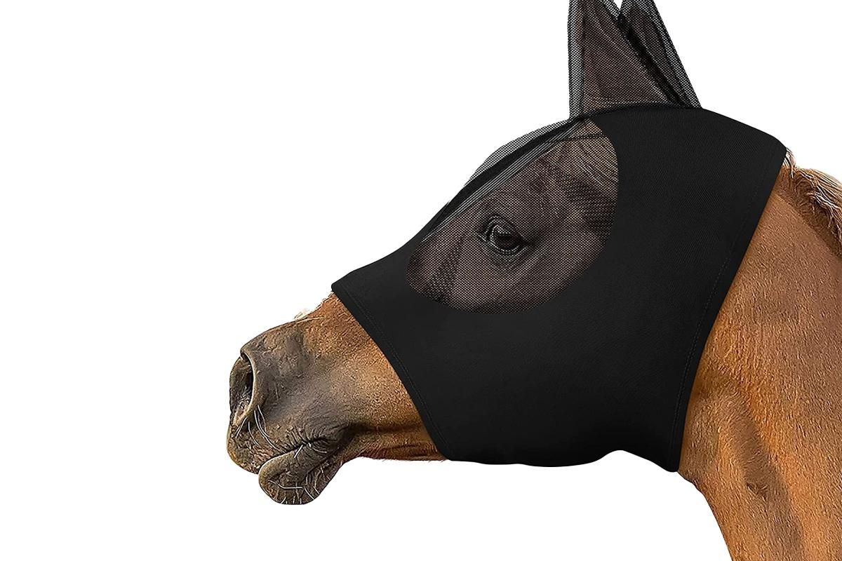 Horse Fly Mask with Ears -Black