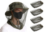 5Pcs Mosquito Head Net Bug Net Hat for Camping Hiking Fishing Gardening - Army Green