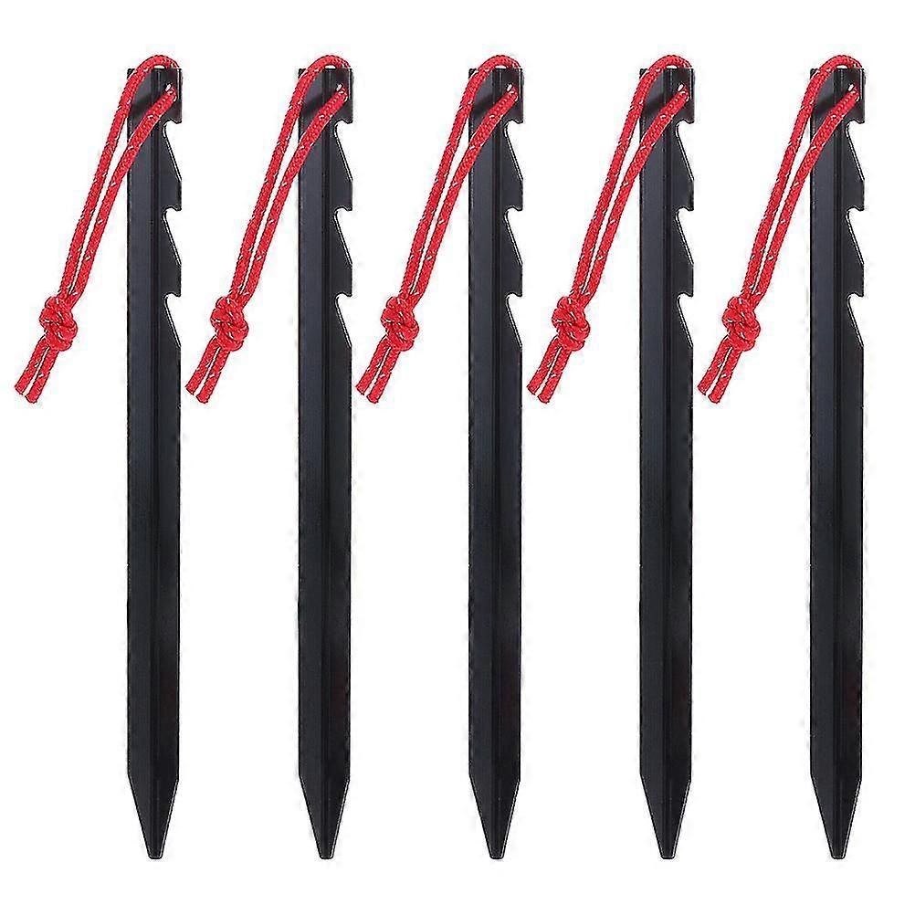 5pcs Aluminum Tent Stakes 18cm Lightweight Ground Pegs for Camping Hiking Outdoor - Black