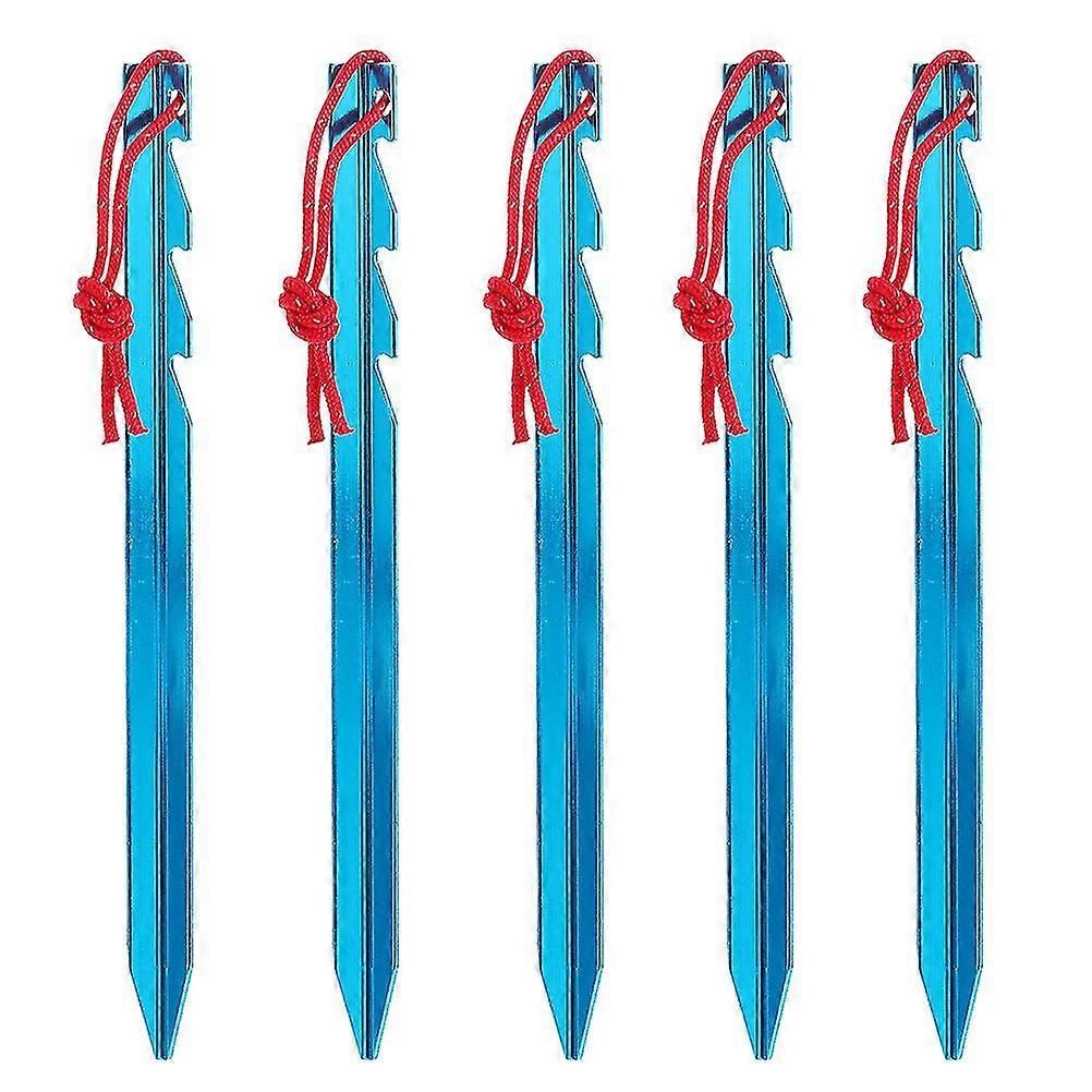 5pcs Aluminum Tent Stakes 18cm Lightweight Ground Pegs for Camping Hiking Outdoor - Blue