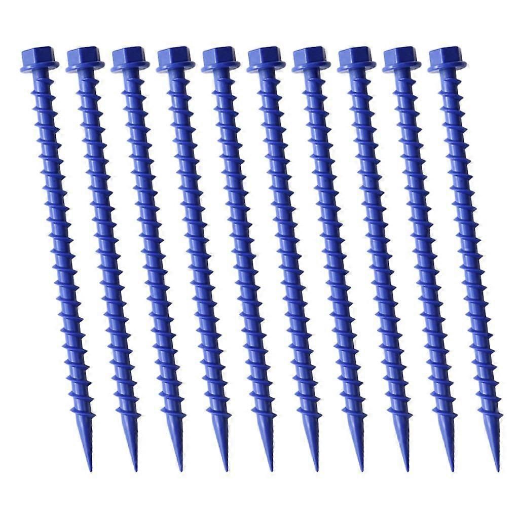10Pcs Plastic Tent Pegs, Plastic Tent Nails for Fixing Camping Tent - Blue