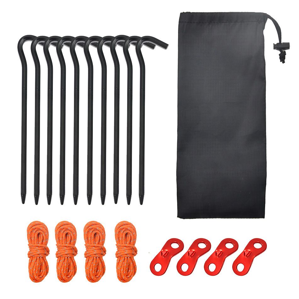 10pcs Aluminum Tent Stakes 18cm Lightweight Ground Pegs for Camping Beach Outdoor - Black