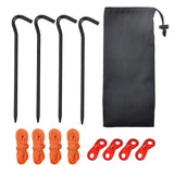4pcs Aluminum Tent Stakes 18cm Lightweight Ground Pegs for Camping Beach Outdoor - Black