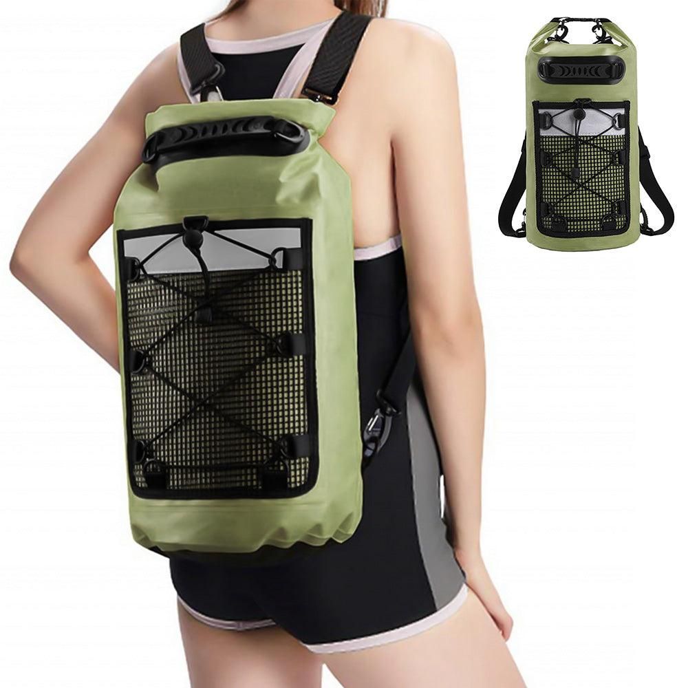 Roll-Top Backpack Dry Bag with Handle for Fishing Boating and Camping Green - S